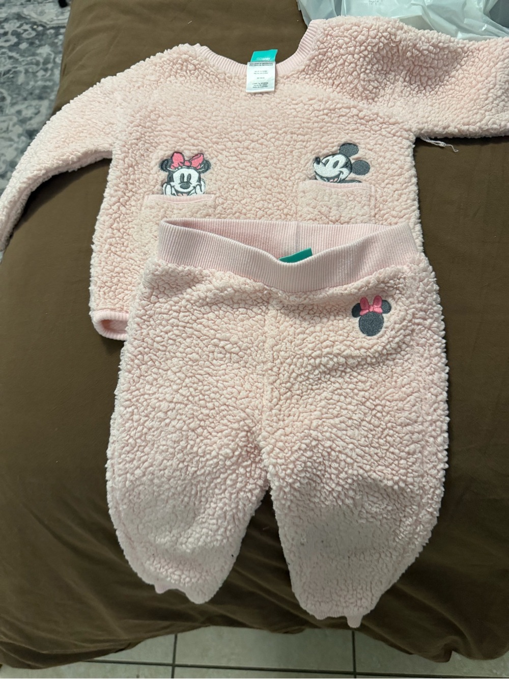 Disney Baby Pink Sherpa Minnie & Mickey set